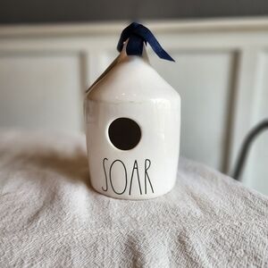 Rae Dunn White Birdhouse with Blue Ribbon - SOAR